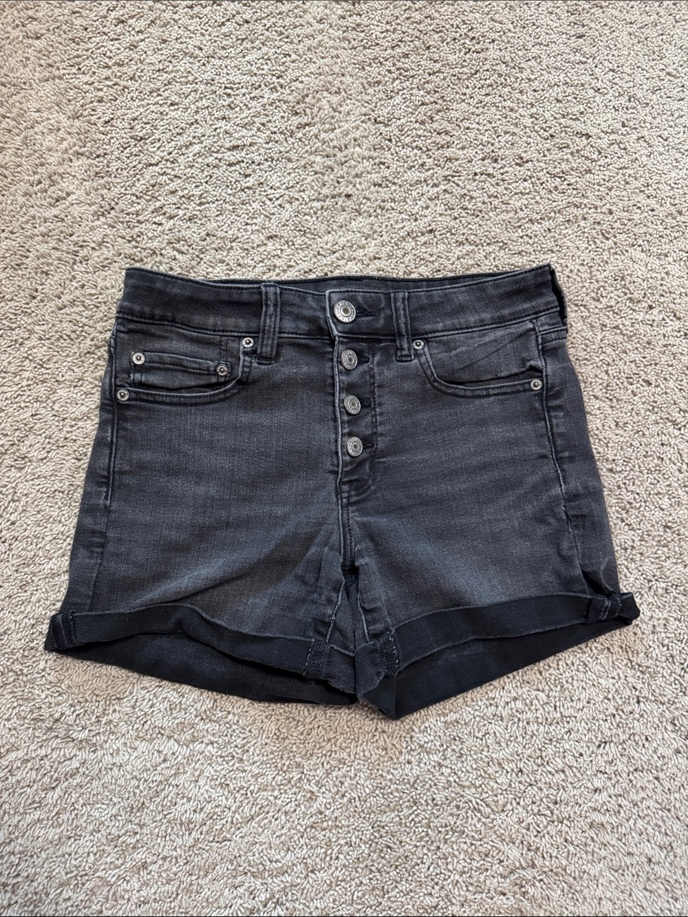AE Black Stretch Low-Rise Perfect Midi Short